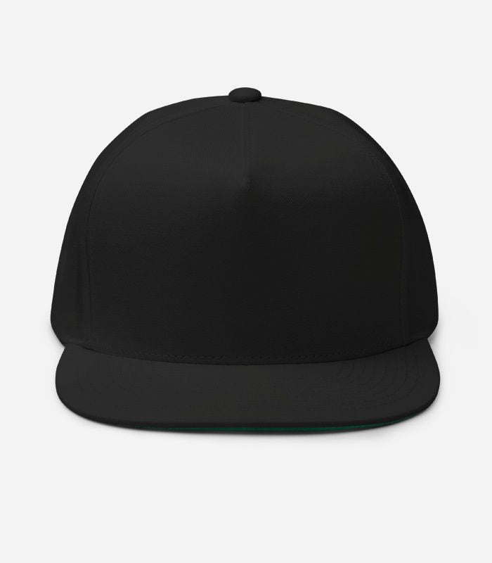 Blank black Yupoong 6007 Flat Bill Cap, front view