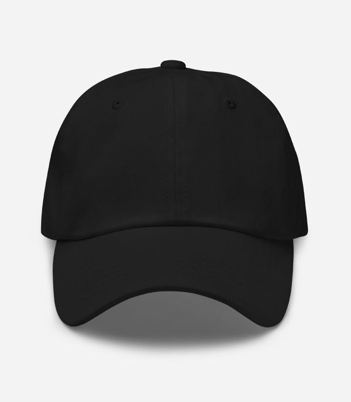 Blank black Yupoong 6245CM Classic Dad Hat, front view