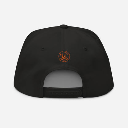 "ANG" Flat Bill Cap | Yupoong 6007 | E Luna SELECT Tricrest 3 Orange Thread Front, Left Side & Back Logos