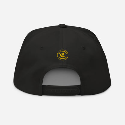 "SAN" Flat Bill Cap | Yupoong 6007 | E Luna Brand SELECT Tricrest 3 Gold Thread Logos: Front, Left & Back [3D Puff Edition]