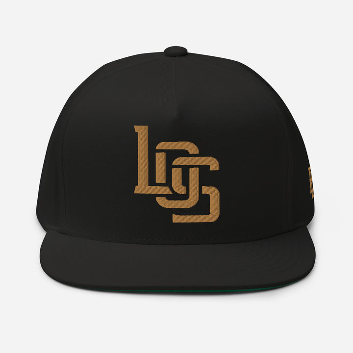 "LOS" Flat Bill Cap | E Luna Brand ESSENTIAL | 2 Old Gold Thread Logos
