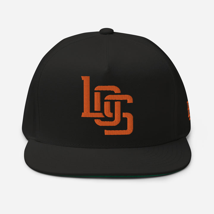 "LOS" Flat Bill Cap | E Luna Brand ESSENTIAL | 2 Orange Thread Logos