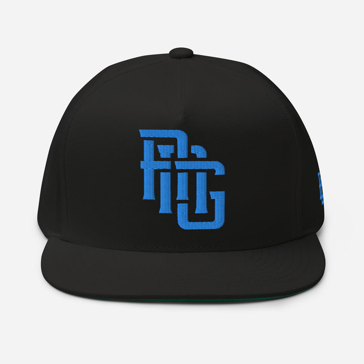 "ANG" Flat Bill Cap | E Luna Brand ESSENTIAL | 2 Aqua/Teal Thread Logos