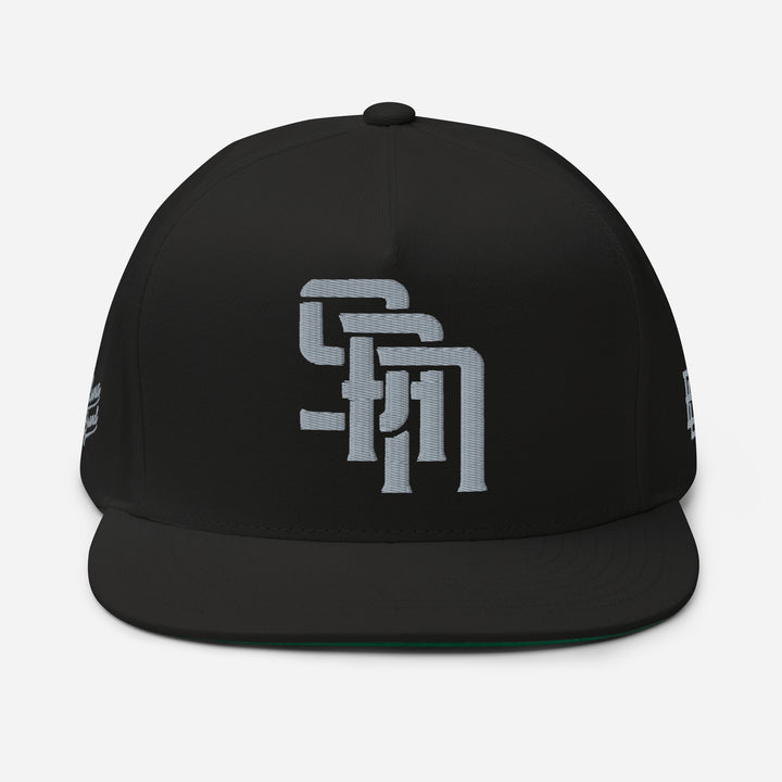 "SAN" Flat Bill Cap | E Luna Brand PREMIUM | 4 Grey Thread Logos | 3D Puff Edition