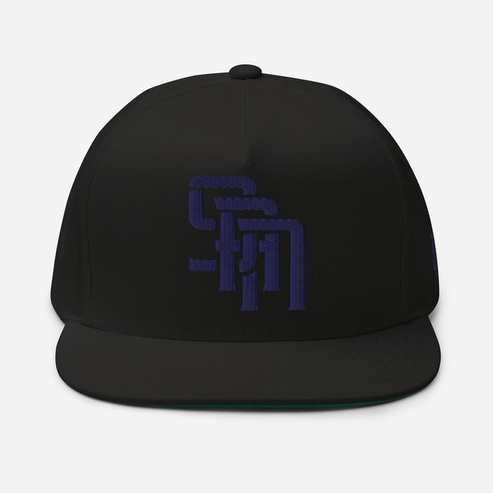 "SAN" Flat Bill Cap | E Luna Brand SELECT | 3 Navy Thread Logos | 3D Puff Edition