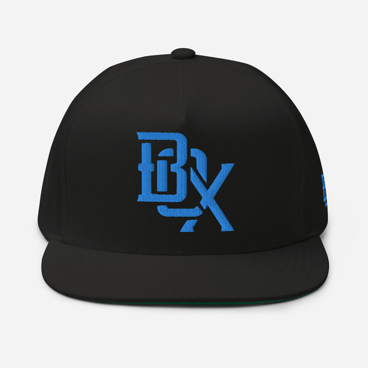 "BOX" Flat Bill Cap | E Luna Brand ESSENTIAL | 2 Aqua/Teal Thread Logos
