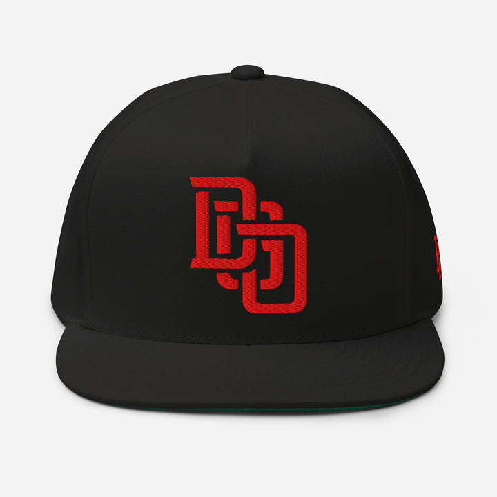 "DGO" Flat Bill Cap | E Luna Brand SELECT | 3 Red Thread Logos | 3D Puff Edition