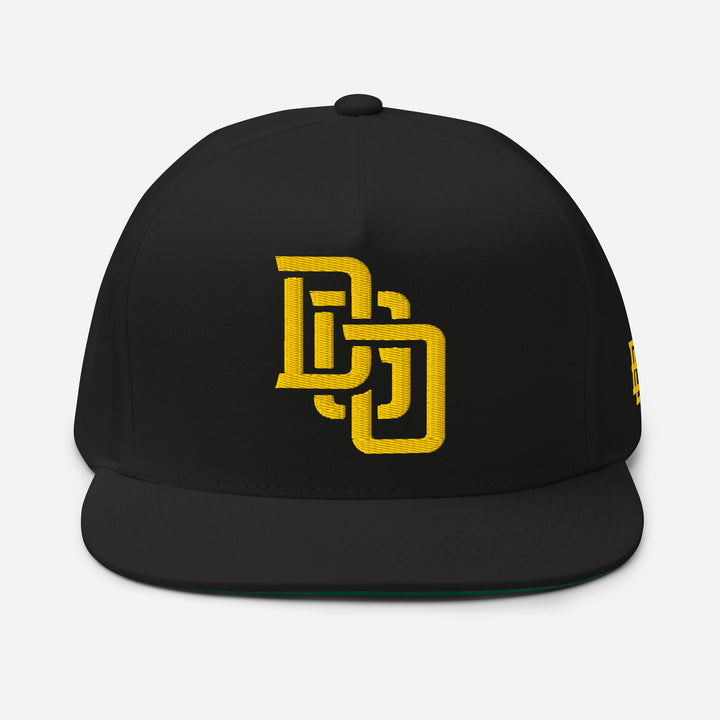 "DGO" Flat Bill Cap | E Luna Brand SELECT | 3 Gold Thread Logos | 3D Puff Edition