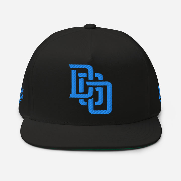 "DGO" Flat Bill Cap | E Luna Brand PREMIUM | 4 Aqua/Teal Thread Logos | 3D Puff Edition