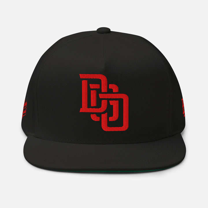 "DGO" Flat Bill Cap | E Luna Brand PREMIUM | 4 Red Thread Logos | 3D Puff Edition