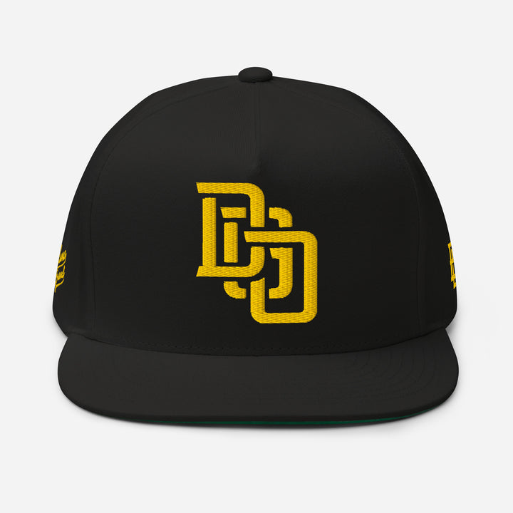 "DGO" Flat Bill Cap | E Luna Brand PREMIUM | 4 Gold Thread Logos | 3D Puff Edition