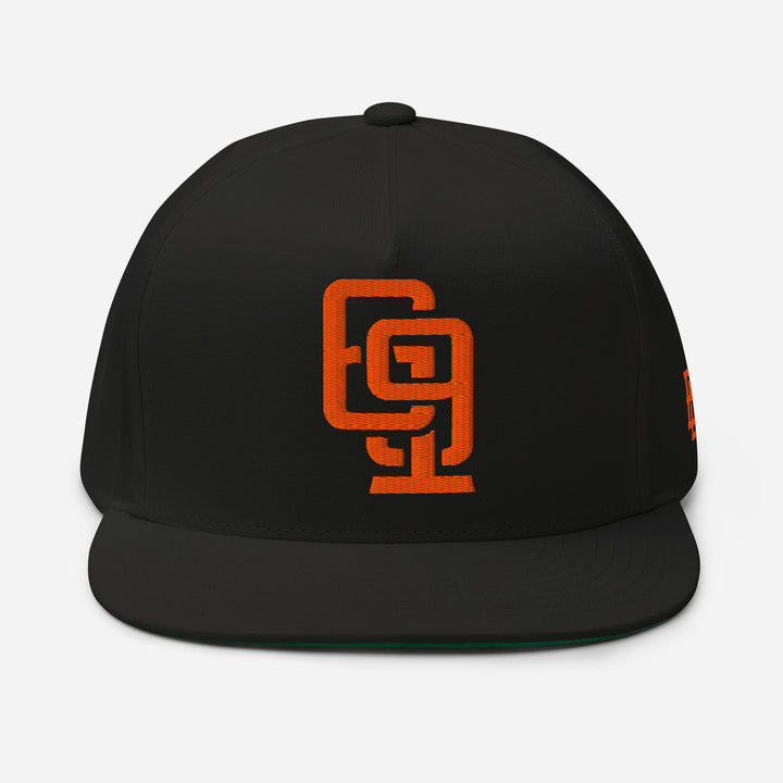 "619" Flat Bill Cap | E Luna Brand SELECT | 3 Orange Thread Logos | 3D Puff Edition