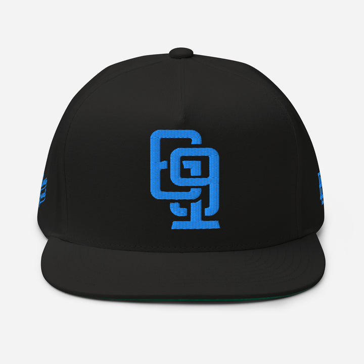 "619" Flat Bill Cap | E Luna Brand PREMIUM | 4 Aqua/Teal Thread Logos | 3D Puff Edition