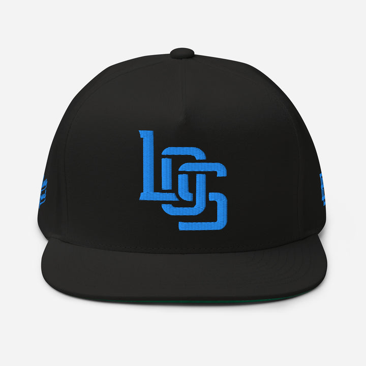 "LOS" Flat Bill Cap | E Luna Brand PREMIUM | 4 Aqua/Teal Thread Logos [3D Puff Edition]