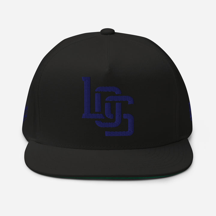 "LOS" Flat Bill Cap | E Luna Brand PREMIUM | 4 Navy Thread Logos [3D Puff Edition]