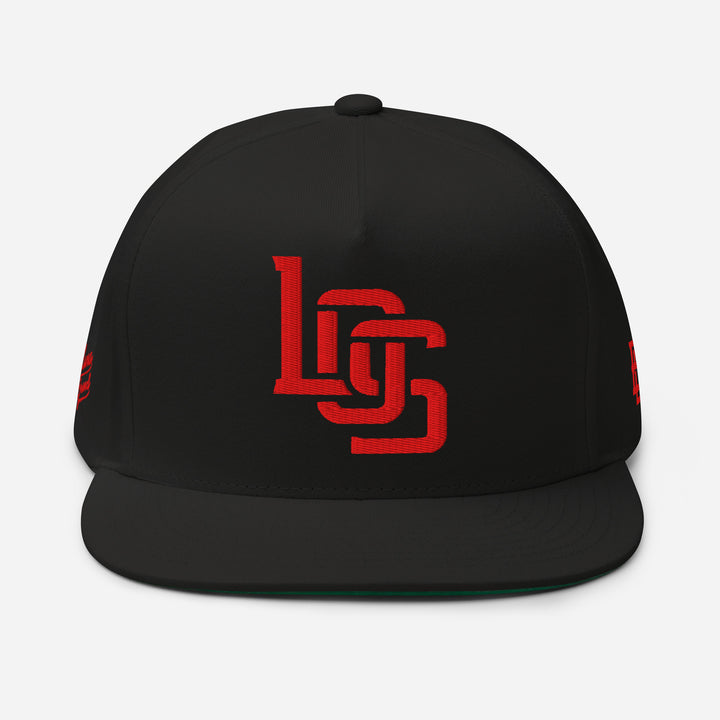 "LOS" Flat Bill Cap | E Luna Brand PREMIUM | 4 Red Thread Logos [3D Puff Edition]