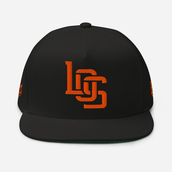 "LOS" Flat Bill Cap | E Luna Brand PREMIUM | 4 Orange Thread Logos [3D Puff Edition]