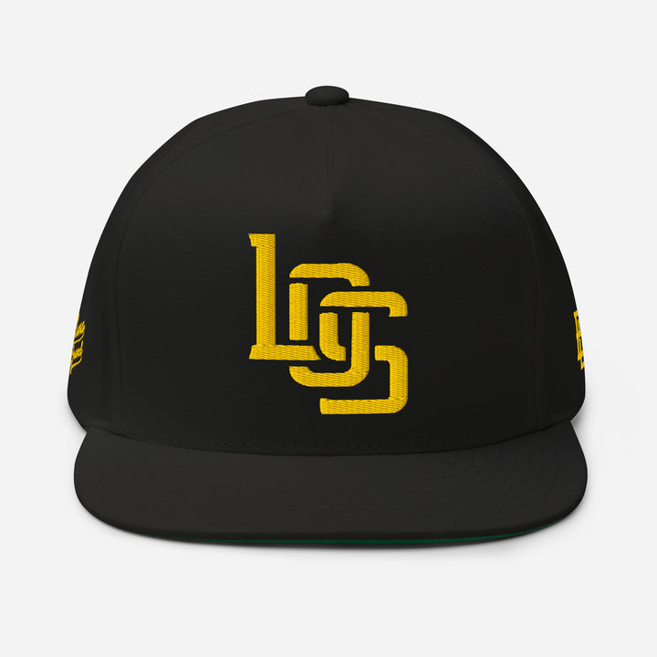 "LOS" Flat Bill Cap | E Luna Brand PREMIUM | 4 Gold Thread Logos [3D Puff Edition]