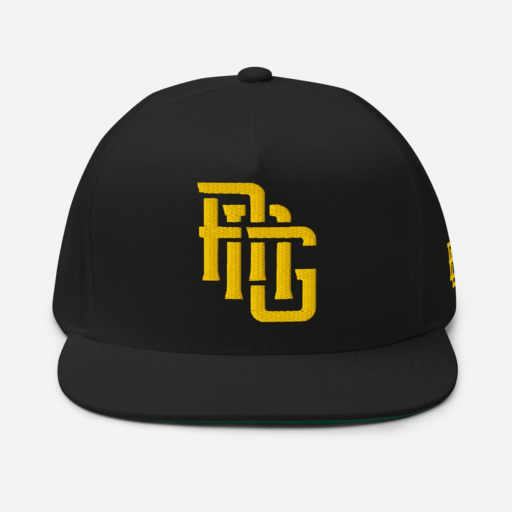 "ANG" Flat Bill Cap | E Luna Brand SELECT | 3 Gold Thread Logos [3D Puff Edition]