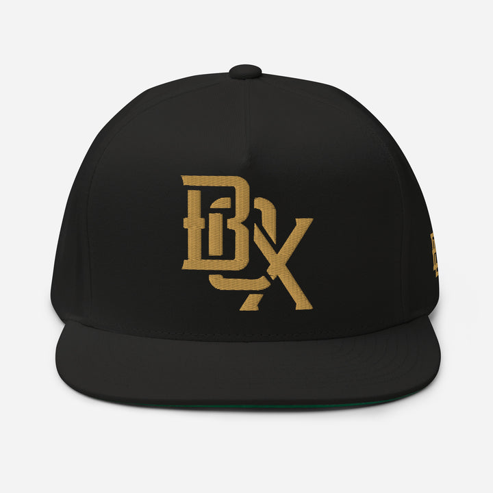 "BOX" Flat Bill Cap | E Luna Brand SELECT | 3 Old Gold Thread Logos [3D Puff Edition]