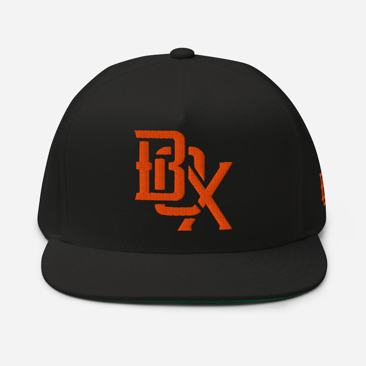 "BOX" Flat Bill Cap | E Luna Brand SELECT | 3 Orange Thread Logos [3D Puff Edition]