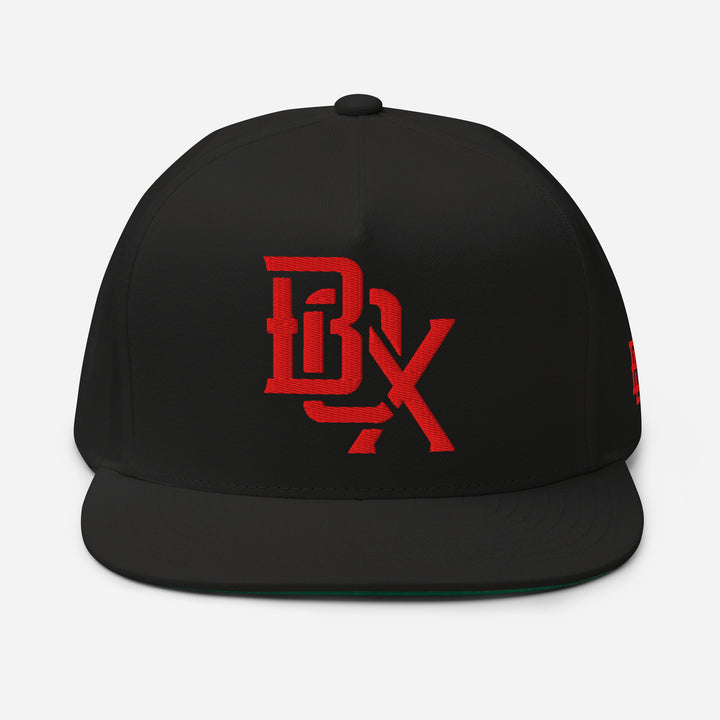 "BOX" Flat Bill Cap | E Luna Brand SELECT | 3 Red Thread Logos [3D Puff Edition]