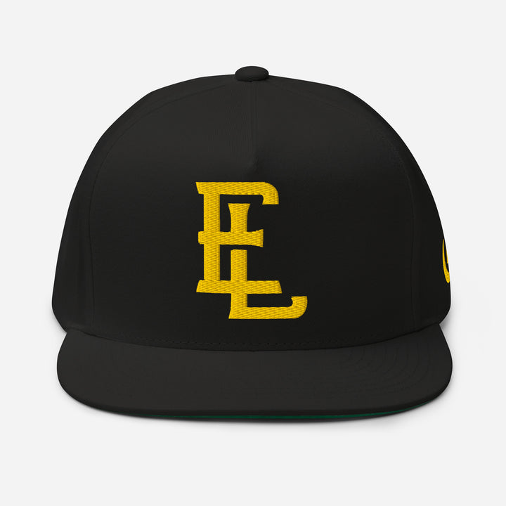"EL" Flat Bill Cap | E Luna Brand ESSENTIAL | 2 Gold Thread Logos