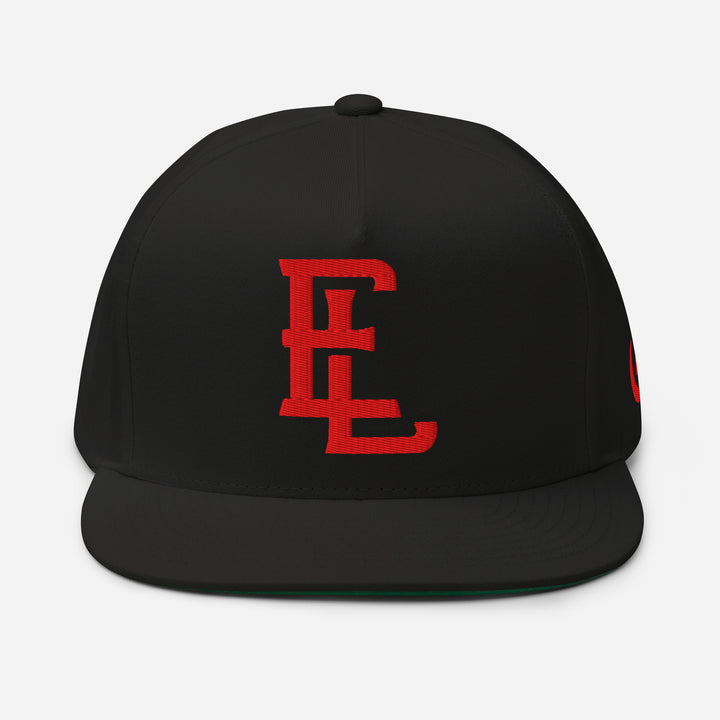 "EL" Flat Bill Cap | E Luna Brand ESSENTIAL | 2 Red Thread Logos