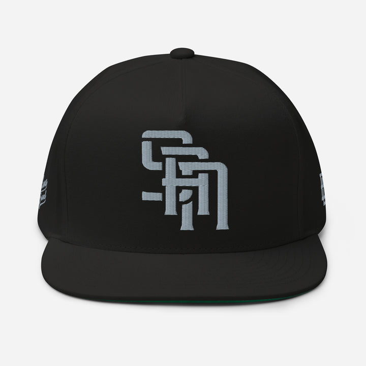 "SAN" 2.0 Flat Bill Cap | E Luna Brand PREMIUM | 4 Grey Thread Logos [3D Puff Edition]