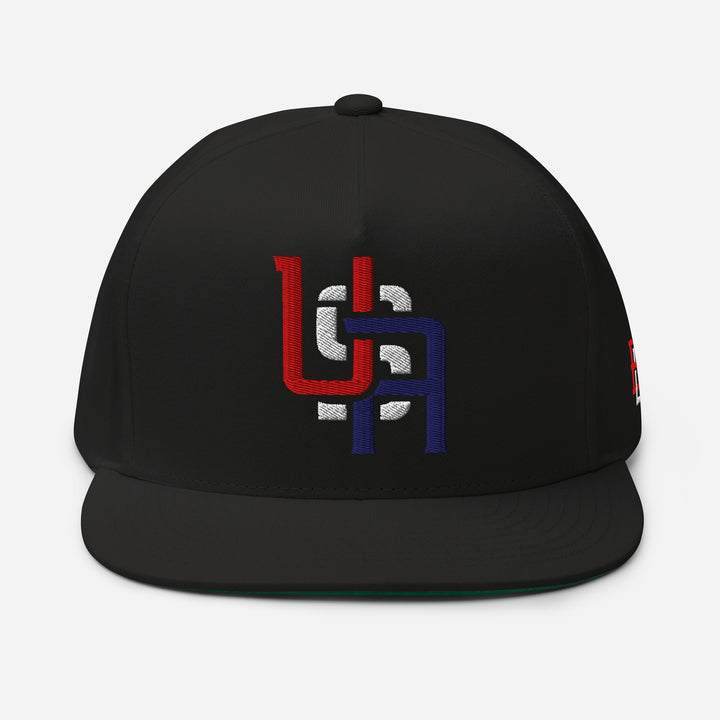 "USA" Flat Bill Cap | E Luna Brand SELECT | 3 Red, White, Blue Thread Logos | 3D Puff Edition