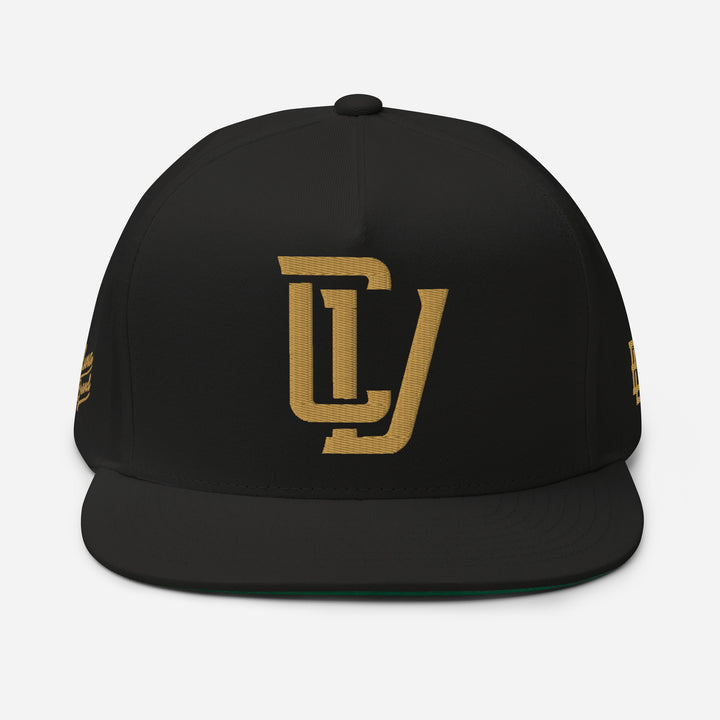 "CV" Flat Bill Cap | E Luna Brand PREMIUM | 4 Old Gold Thread Logos | 3D Puff Edition