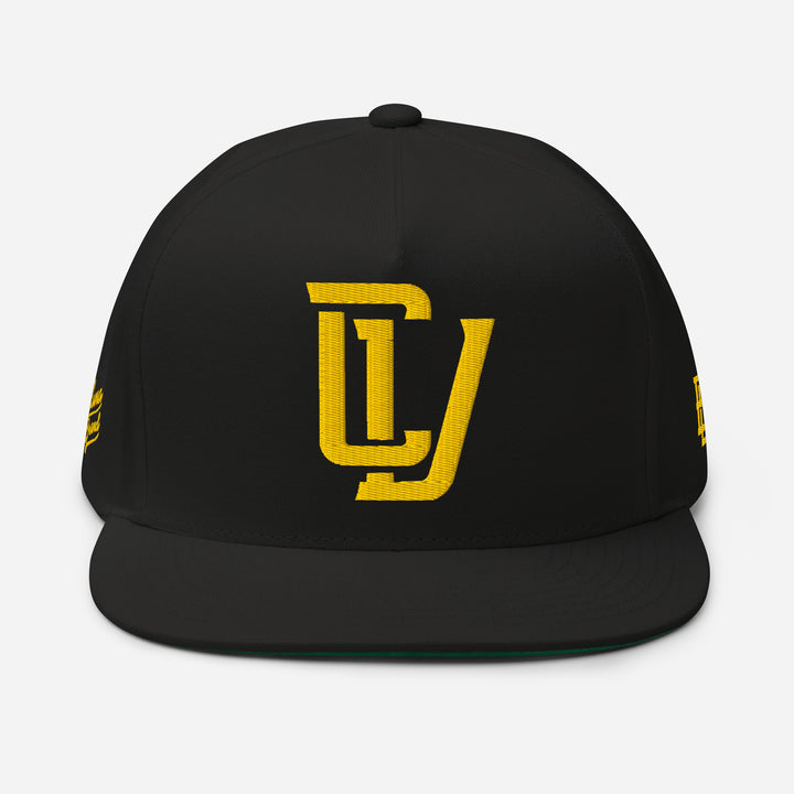"CV" Flat Bill Cap | E Luna Brand PREMIUM | 4 Gold Thread Logos | 3D Puff Edition