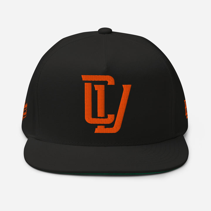 "CV" Flat Bill Cap | E Luna Brand PREMIUM | 4 Orange Thread Logos | 3D Puff Edition