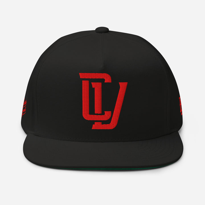 "CV" Flat Bill Cap | E Luna Brand PREMIUM | 4 Red Thread Logos | 3D Puff Edition