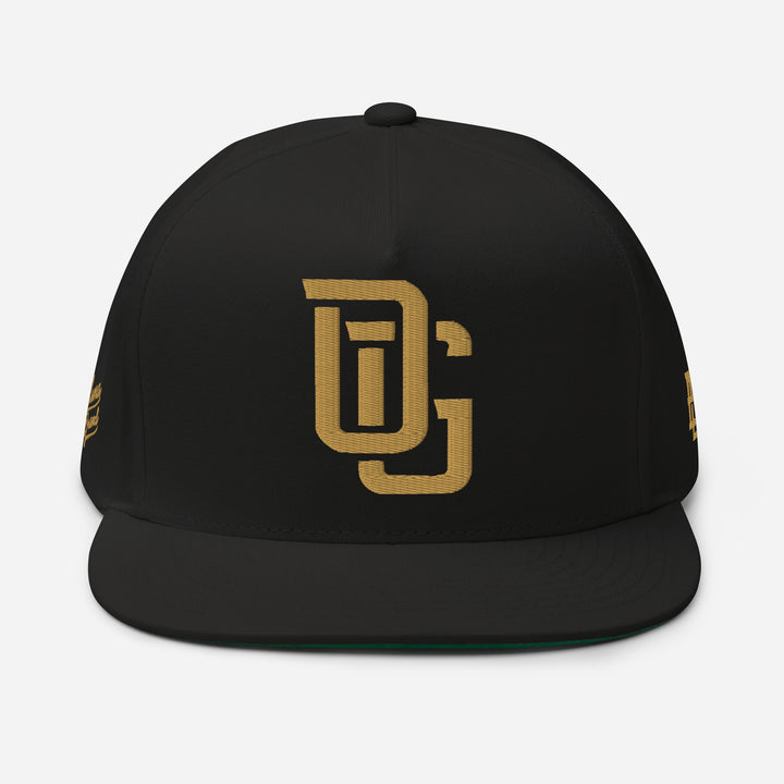 "OG" Flat Bill Cap | E Luna Brand PREMIUM | 4 Old Gold Thread Logos | 3D Puff Edition