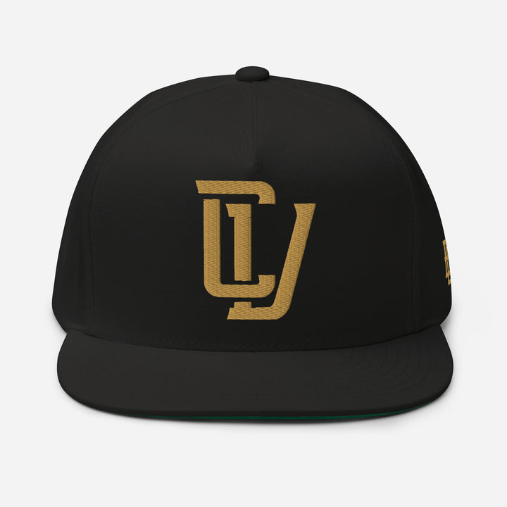 "CV" Flat Bill Cap | E Luna Brand ESSENTIAL | 2 Old Gold Thread Logos