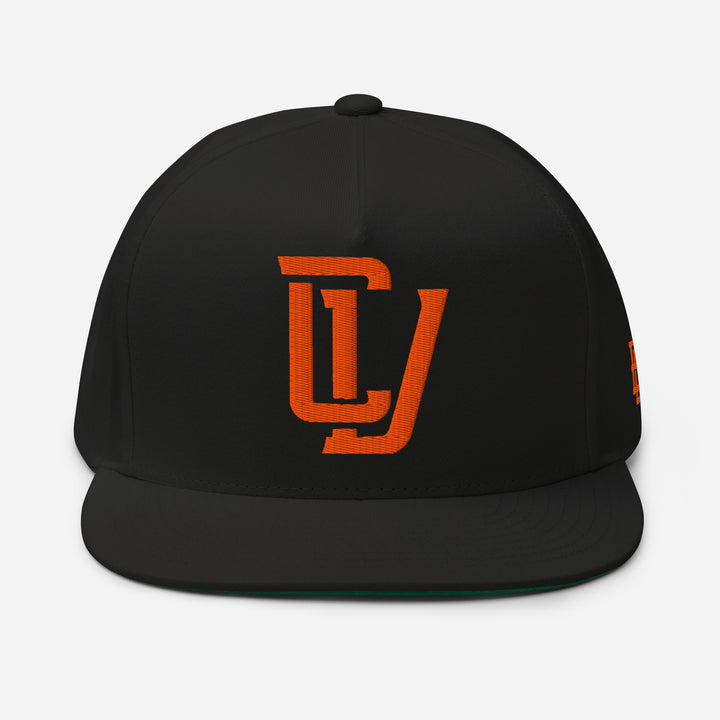 "CV" Flat Bill Cap | E Luna Brand ESSENTIAL | 2 Orange Thread Logos