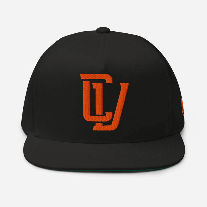 "CV" Flat Bill Cap | E Luna Brand SELECT | 3 Orange Thread Logos | 3D Puff Edition