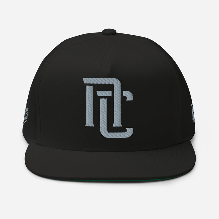 "NC" Flat Bill Cap | E Luna Brand PREMIUM | 4 Grey Thread Logos | 3D Puff Edition