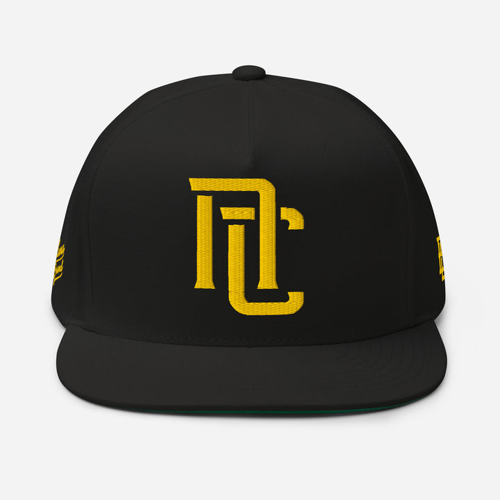 "NC" Flat Bill Cap | E Luna Brand PREMIUM | 4 Gold Thread Logos | 3D Puff Edition