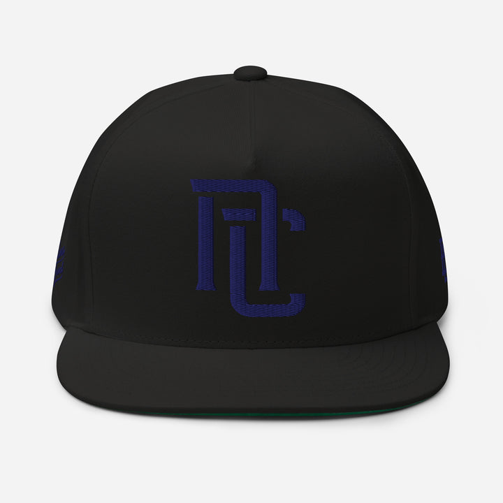"NC" Flat Bill Cap | E Luna Brand PREMIUM | 4 Navy Thread Logos | 3D Puff Edition