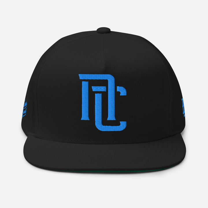 "NC" Flat Bill Cap | E Luna Brand PREMIUM | 4 Aqua/Teal Thread Logos | 3D Puff Edition