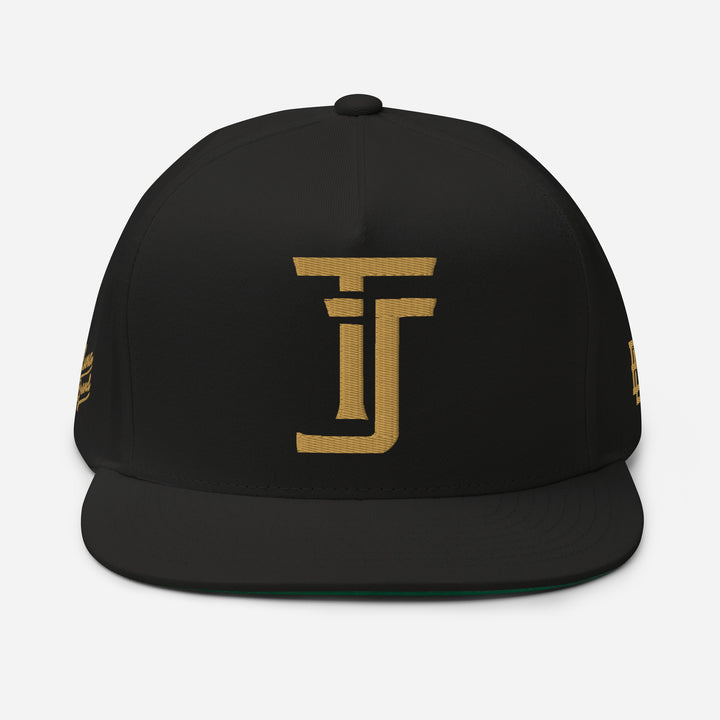 "TJ" 2.0 Flat Bill Cap | E Luna Brand PREMIUM | 4 Old Gold Thread Logos | 3D Puff Edition