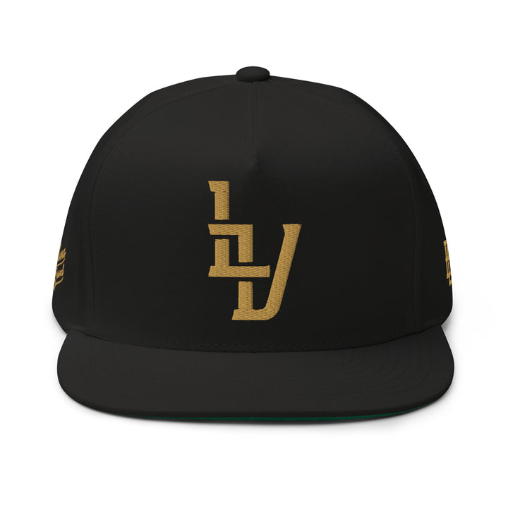 "LV" 2.0 Flat Bill Cap | E Luna Brand PREMIUM | 4 Old Gold Thread Logos | 3D Puff Edition