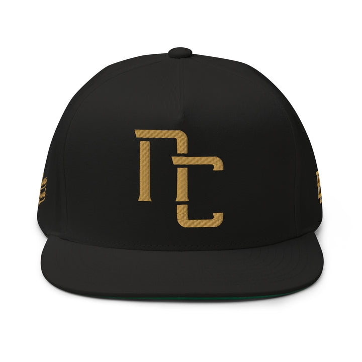 "NC" 3.0 Flat Bill Cap | E Luna Brand PREMIUM | 4 Old Gold Thread Logos | 3D Puff Edition