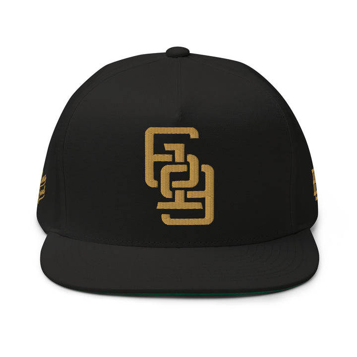 "619" 2.0 Flat Bill Cap | E Luna Brand PREMIUM | 4 Old Gold Thread Logos | 3D Puff Edition