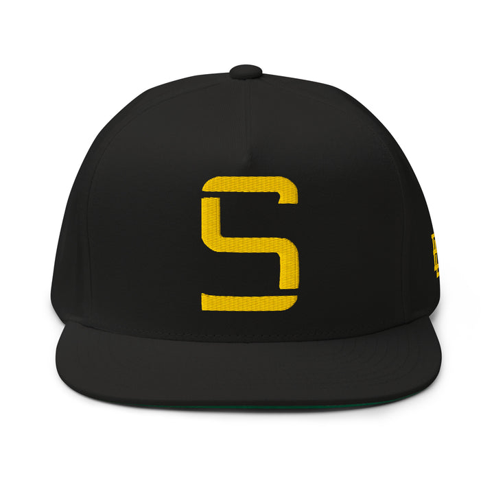 "S" Flat Bill Cap | E Luna Brand SELECT | 3 Gold Thread Logos | 3D Puff Edition