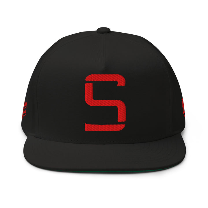 "S" Flat Bill Cap | E Luna Brand PREMIUM | 4 Red Thread Logos | 3D Puff Edition
