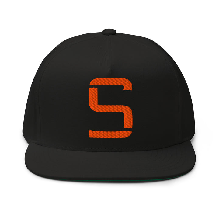 "S" Flat Bill Cap | E Luna Brand CLASSIC | 1 Orange Thread Logo | 3D Puff Edition