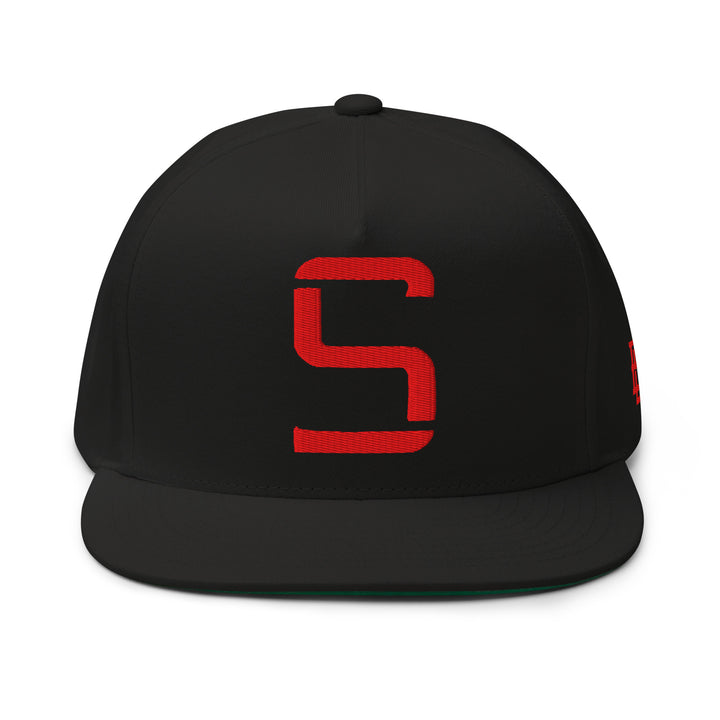 "S" Flat Bill Cap | E Luna Brand SELECT | 3 Red Thread Logos | 3D Puff Edition